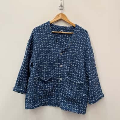  Reception - Blue Wool Blend Cardigan/Jacket - Size L 