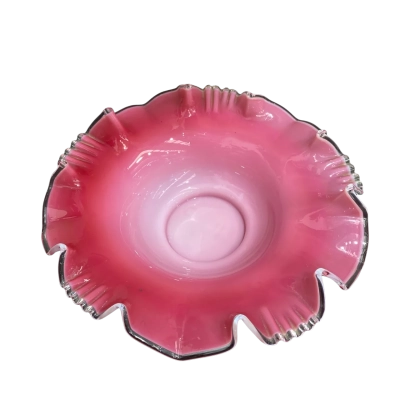 Vintage Fenton Peach Crest Glass Bowl 