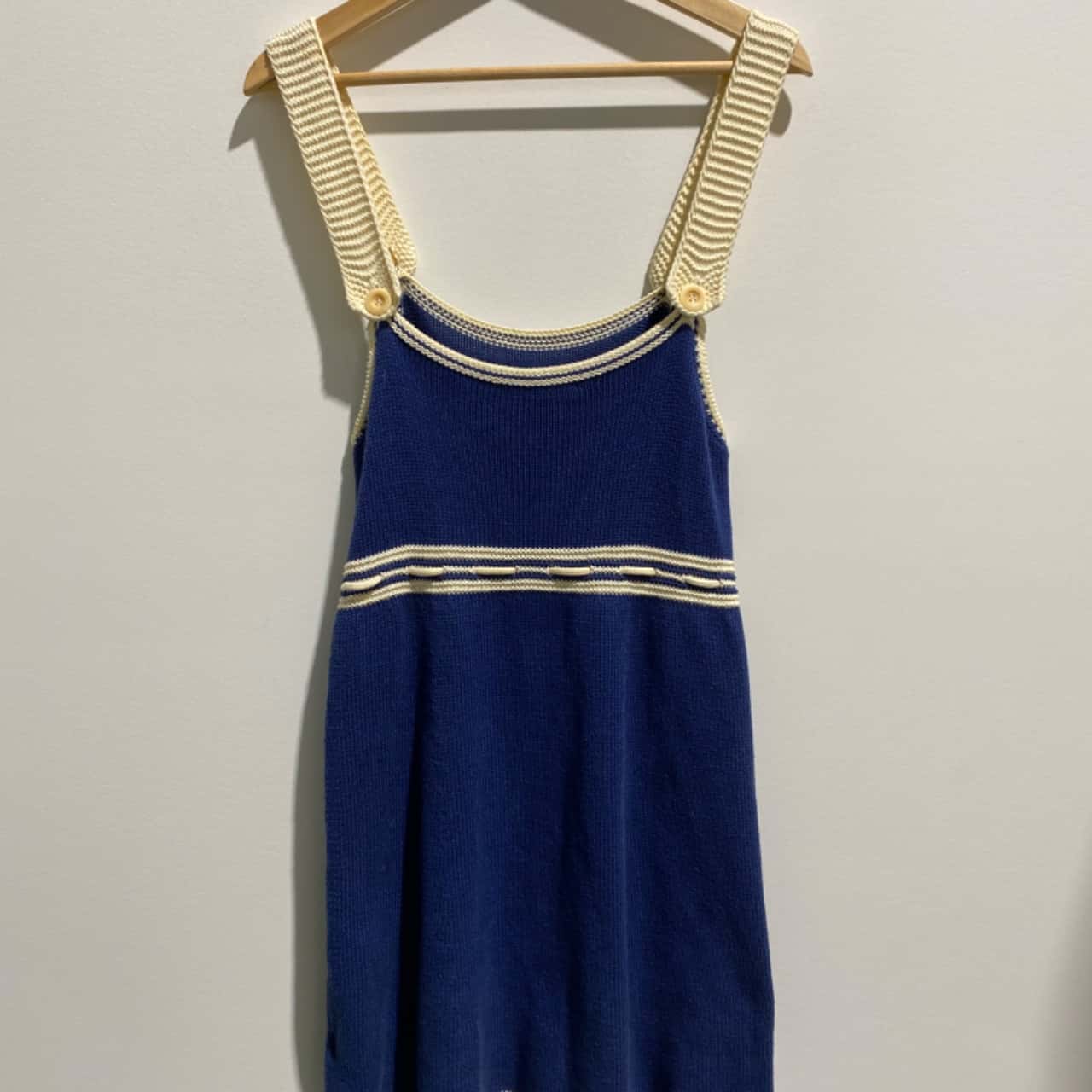 See By Chloé Womens Size S Babydoll / Midi Dress Blue / Cream / White (s)