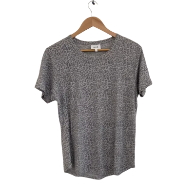 Seed Heritage Womens Linen Size L Short Sleeve Top Animal print / Grey 