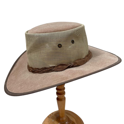 Iron-Bark Hat Co Mesh and Leather Unisex Hat Size M Brown 