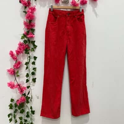 Afends Womens Corduroy High Waisted Wide Leg Pants Size 6 Red 