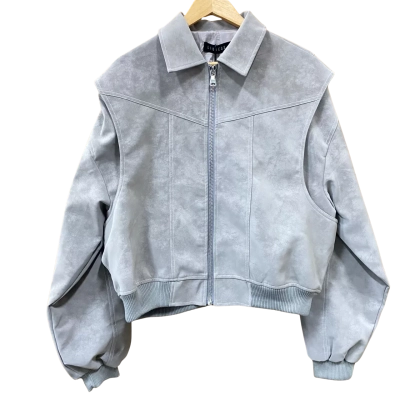 Lioness Taupe Faux-Leather Bomber Jacket Size 6/XS