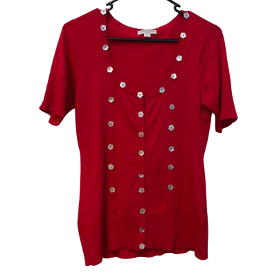 Queenspark Womens  Size M Short Sleeve Top Red 