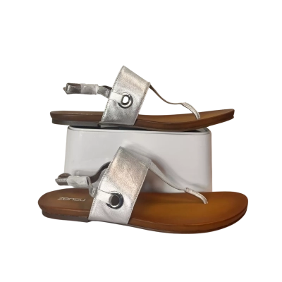 Zensu Kendall Womens Silver Metallic Leather Sandals Size 11