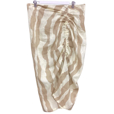  Womens OAS -  Size L Midi Skirt Beige / Brown / Pattern - With Drawstring 