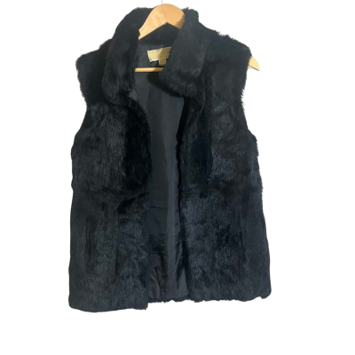 Michael Kors XS Black Rabbit Fur Vest
