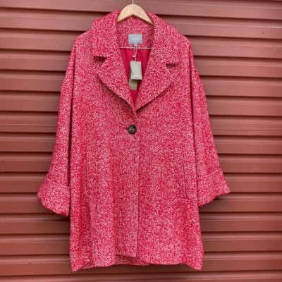 Yarra Trail Womens Size 14 Crimson/White Wool Blend Winter Coat 
