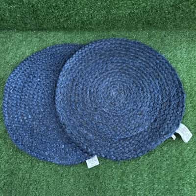Pottery Barn Navy Blue Round Placemat x 2 (New)