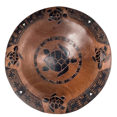 Fijian Tanoa kava bowl with sea turtles edge