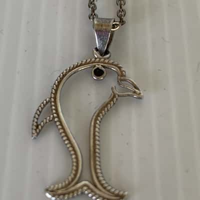 Vintage Sterling Silver Dolphin Pendant