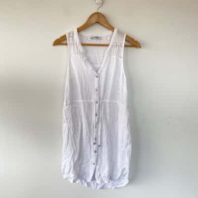 Just Jeans White Broderie Sleeveless Mini Dress Size 6