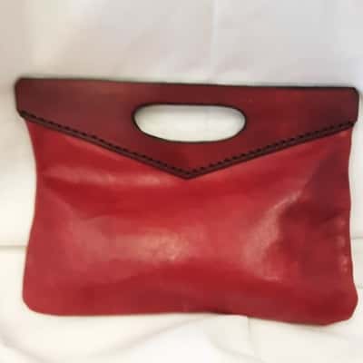 Vintage boho red handcrafted leather clutch Style bag