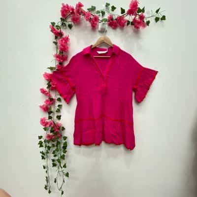 Virtuelle Womens  Size 12 Button Up Top  Pink .