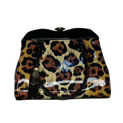  Womens Handbag Animal print / Black  / Cream 