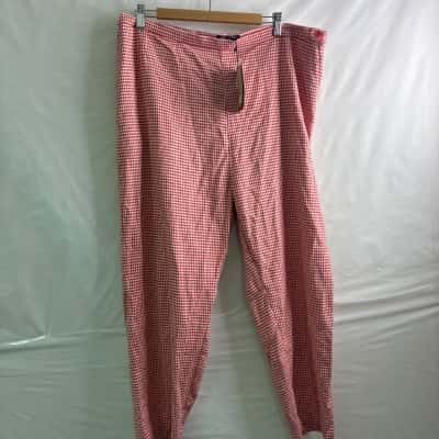 Revival Womens Size 18 Straight Leg Pants Checked / Red / White BNWT