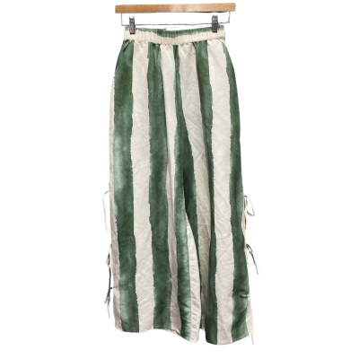 The Wolf Gang Womens  Size S Wide Leg Pants Cream / Green 