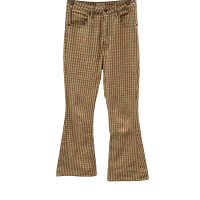 Ghanda Womens Size 8 High-Waisted Bootcut Jeans Checked Pattern