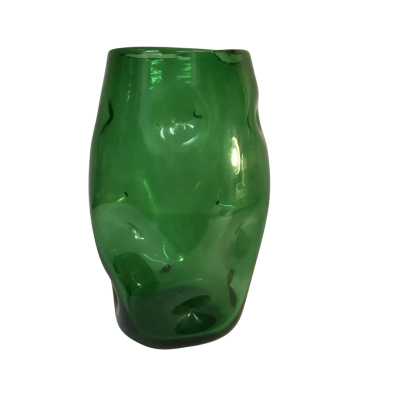 Green Dimple Glass Vase Approx 25 x 20cm