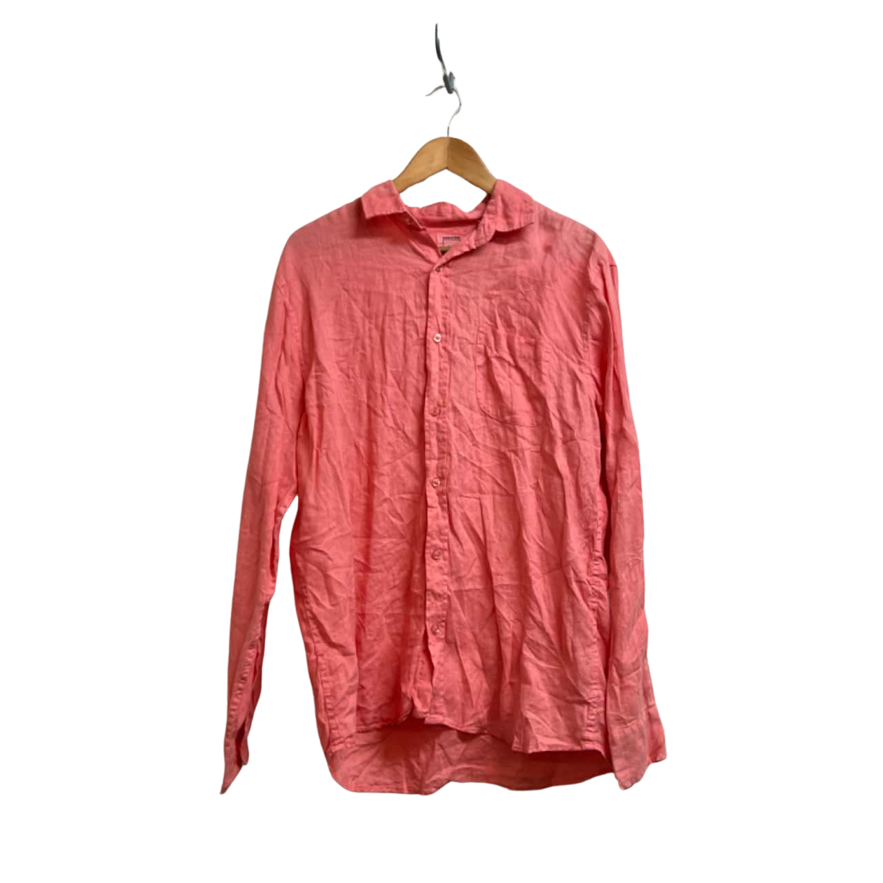 Natural Blue Mens Shirt - Size L - Long Sleeve - Coral