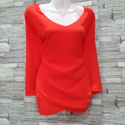 Liz Jordan Womens  Size 16 V-Neck Top Orange 