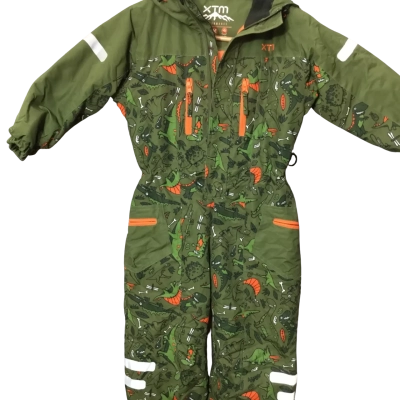  Kids  XTM SNOW SUIT Size 4 Green Dinosaur 