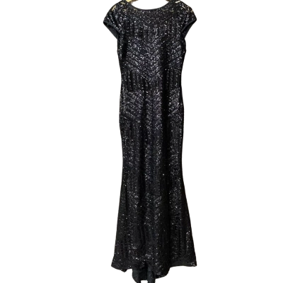 L'Amour Womens Size 12 Black Sequin Formal Dress