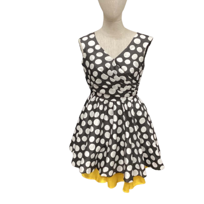  Caroline  Size 4 Mini Dress / Sleeveless Dress  Black  / Polka Dot / White 