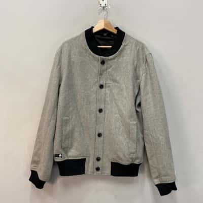  Angry Minds Mens  Size XL Wool Blend Bomber Black  / Grey 