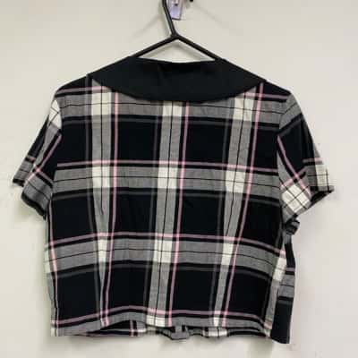 Black Friday Womens  Size 14 Button Up Top / Cropped Top Black  / Pink  / White 