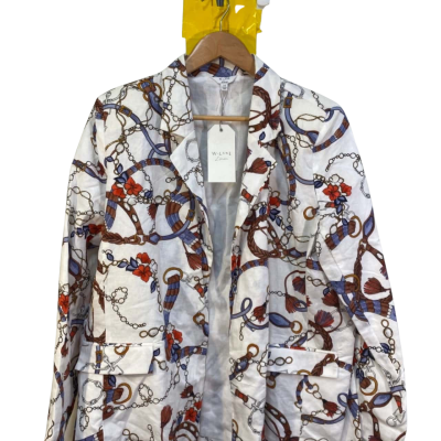 W.Lane Womens  Size 14 Blazer Blue / Brown / Gold / Multicoloured / White 