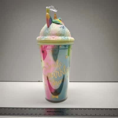 Novelty Light Up LED Unicorn Tumbler Straw Cup Pastel Smile Sparkle Shine