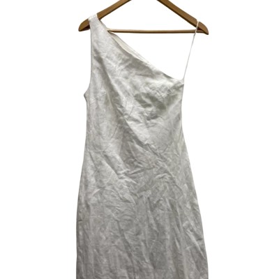 Zara Womens  Size 10 LINEN Maxi / Off The Shoulder Dress White 