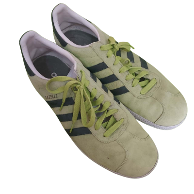 Adidas US: 12.5 Three Stripe Lime Gren Gazelle Shoes Sneakers Suede Soft Good Condition
