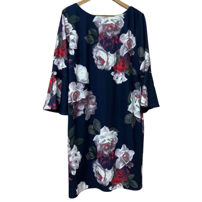 Montique Womens  Size 18 Long Sleeve Dress Floral / Navy Blue 