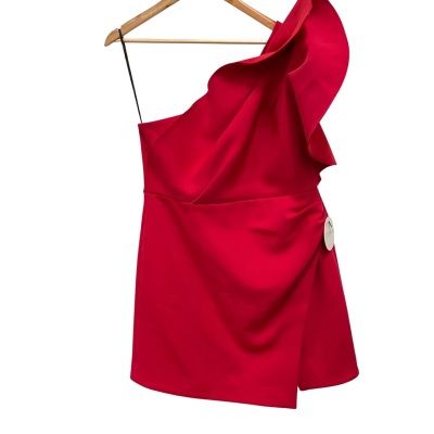 Pilgrim Lola Red One Shoulder Mini Dress Size 16