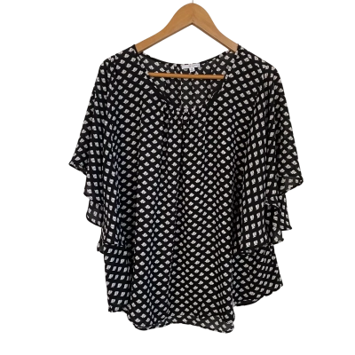 W.Lane Womens  Size 18 Short Sleeve Top Black  / White 