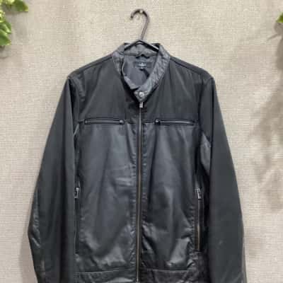 Jeff Banks Mens Size M Leather Jacket Black  
