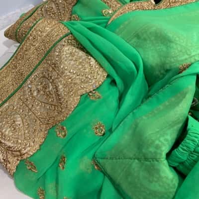 Saree sell for fabric Green