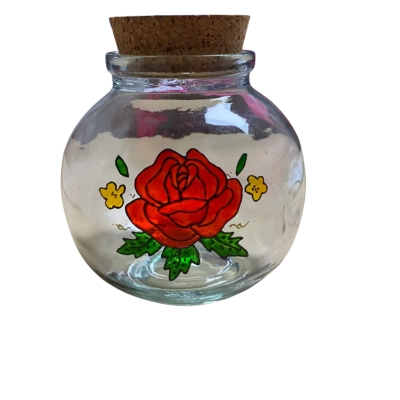 Glass Rose deco Jar Hand made in Spain 