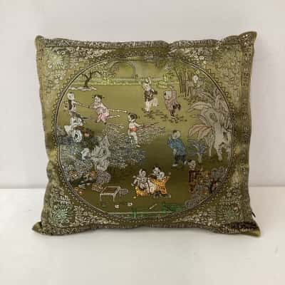 Oriental Cushion with Children Playing Motif