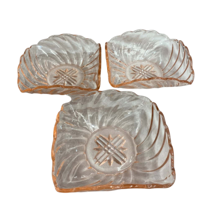 Vintage Pink Depression Glass Bowls (set of 3)