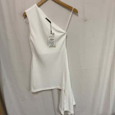 Zara Womens One Shoulder Top Sz XS White