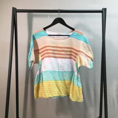 Gorman Womens  Size 8 Short Sleeve Top Multicoloured / Striped 