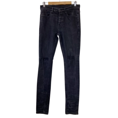 Ksubi - Mens Skinny Distressed Jeans with Signature Cross Embroidery and Removable Back Pocket Tag - Size 32 - Black  