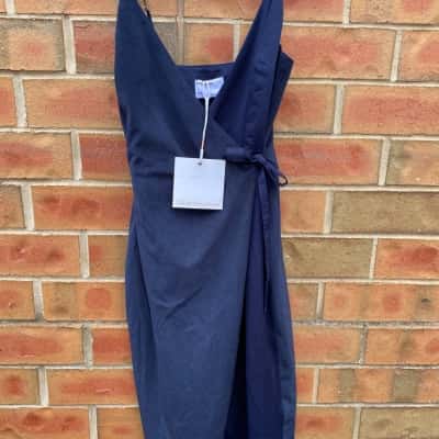  Premonition Womens Size 8 Wrap Dress Dark Blue 