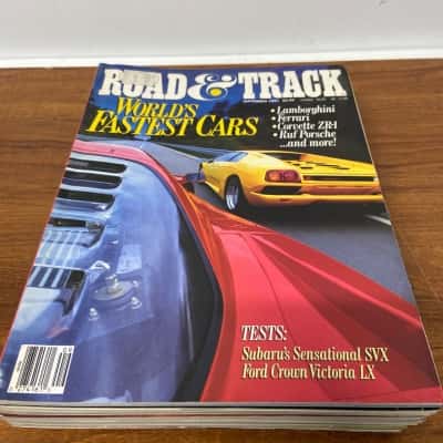 Collection of 8 x 1990s Road and Track magazines 