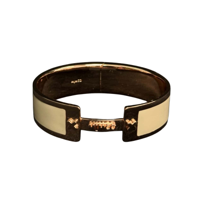 Mimco 'Narrow Enamel Hinged Bangle' Bracelet Rose Gold / Nude