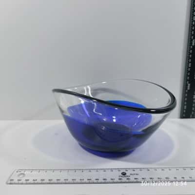 Hadeland Scandinavian Blue Cobalt Grape Bowl Glass Art 