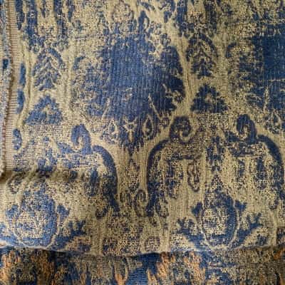 Fabric- Wool Jacquard. Navy/Brown. 2 metres 
